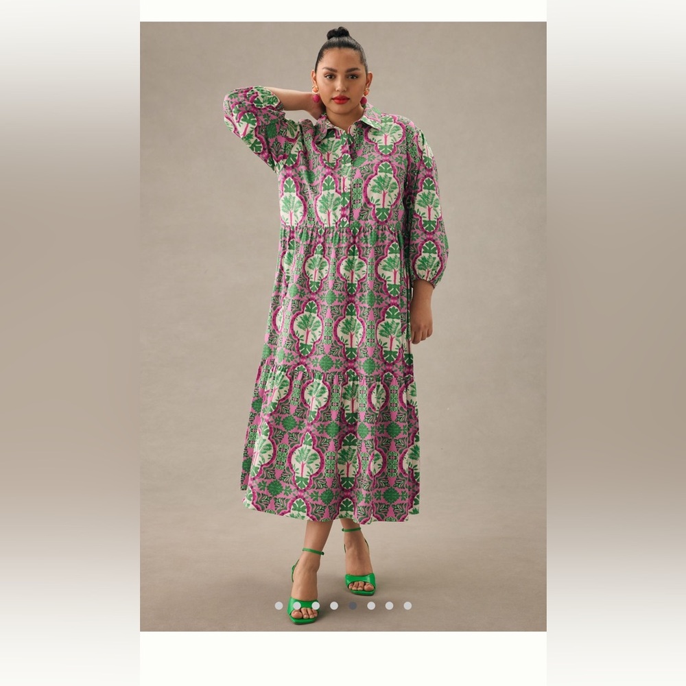 ANTHROPOLOGIE NWT BETTINA TIERED SHIRT DRESS 🍉 - Picture 5 of 9